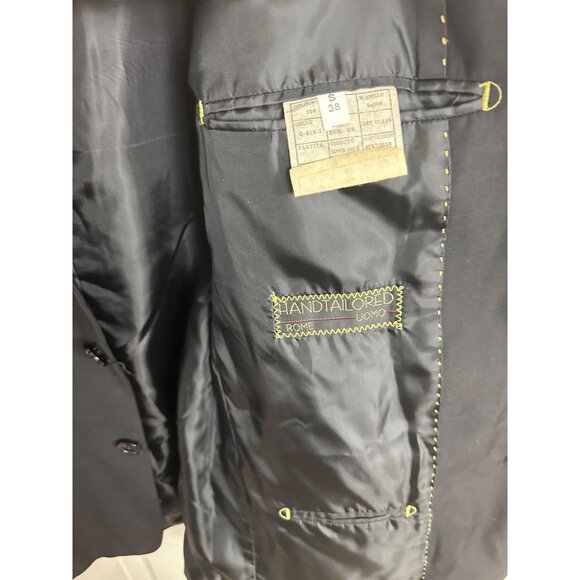 Mens Black Cotton Polished Polyester Suit Jacket Blazern by Designed in Rome Bra - Picture 14 of 16